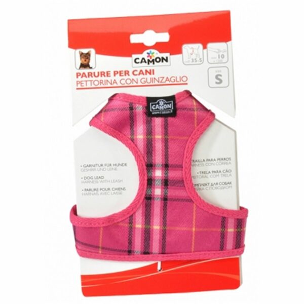 Pettorina Tartan con Guinzaglio Camon Rosa Confezionata