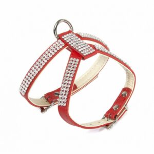 Pettorina in Pelle con Strass Camon Rossa